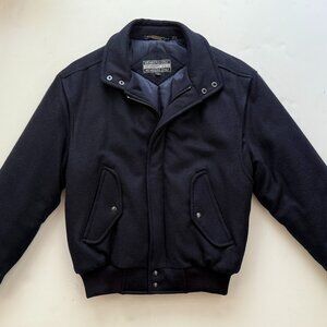 Vintage Members Only Bomber Wool Coat Full Zip Navy Blue Mens Size 40